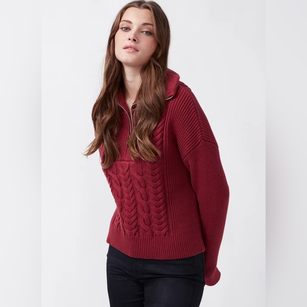 Sorella Dark Red Cable Knit Long Sleeve Sweater​ - Picture 3 of 15